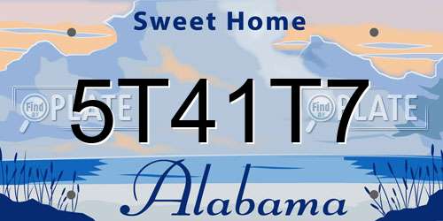 5T41T7 Alabama License Plate