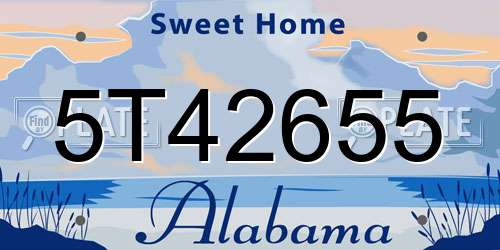 5T42655 Alabama License Plate