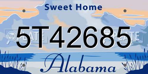 5T42685 Alabama License Plate