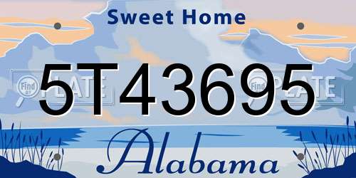 5T43695 Alabama License Plate