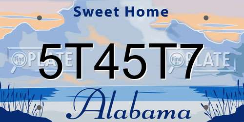 5T45T7 Alabama License Plate