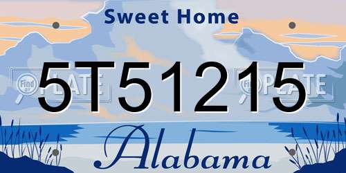 5T51215 Alabama License Plate