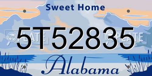 5T52835 Alabama License Plate