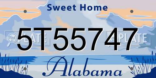 5T55747 Alabama License Plate