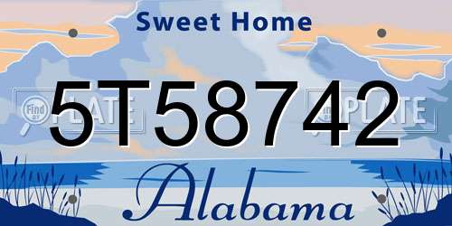 5T58742 Alabama License Plate