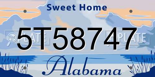 5T58747 Alabama License Plate