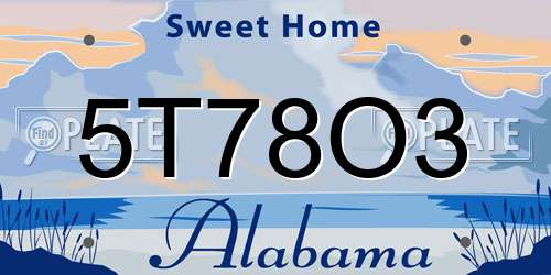 5T78O3 Alabama License Plate