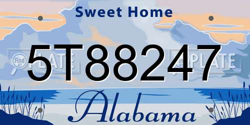 5T88247 Alabama License Plate