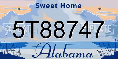 5T88747 Alabama License Plate