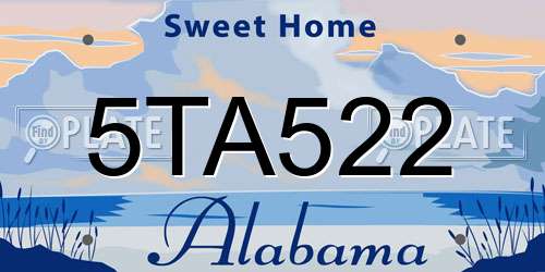 5TA522 Alabama License Plate
