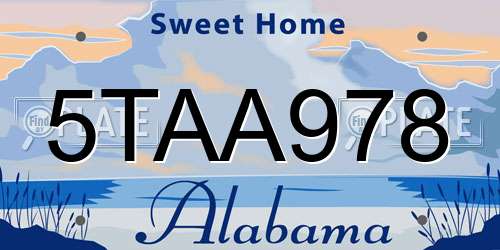 5TAA978 Alabama License Plate