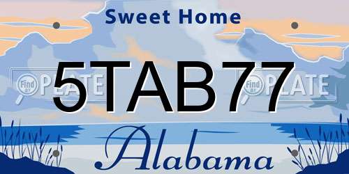 5TAB77 Alabama License Plate