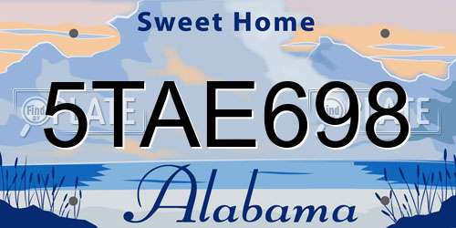 5TAE698 Alabama License Plate