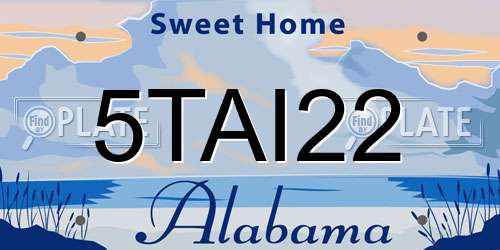 5TAI22 Alabama License Plate