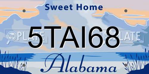 5TAI68 Alabama License Plate