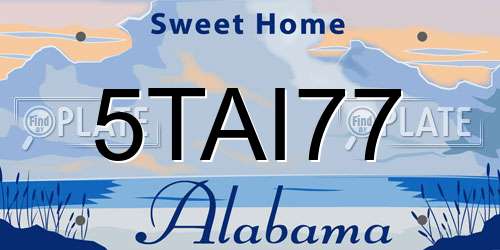 5TAI77 Alabama License Plate