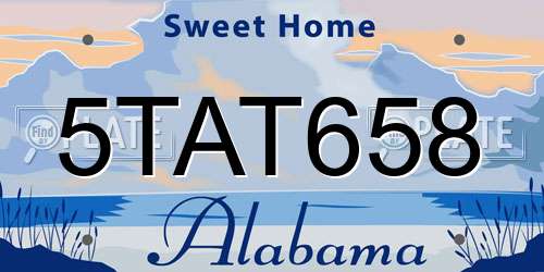 5TAT658 Alabama License Plate