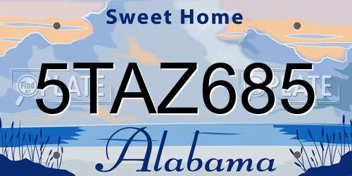 5TAZ685 Alabama License Plate