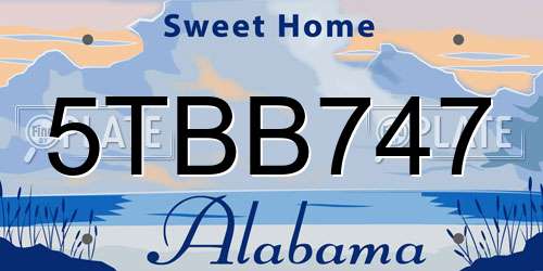 5TBB747 Alabama License Plate