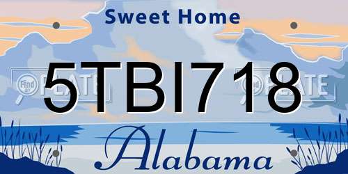 5TBI718 Alabama License Plate