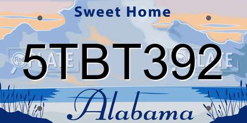 5TBT392 Alabama License Plate