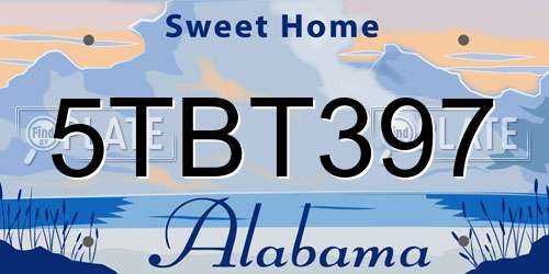 5TBT397 Alabama License Plate