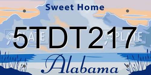 5TDT217 Alabama License Plate