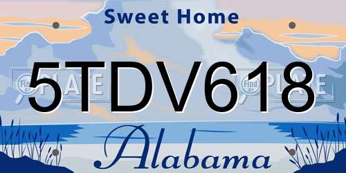 5TDV618 Alabama License Plate