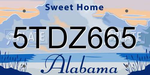 5TDZ665 Alabama License Plate
