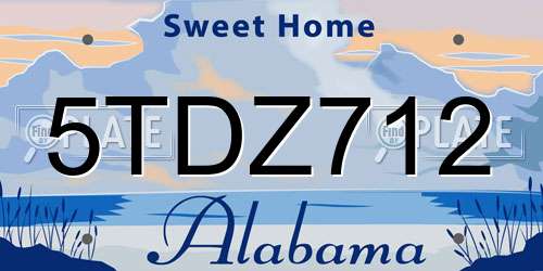 5TDZ712 Alabama License Plate