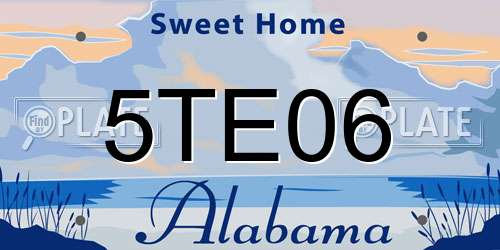 5TE06 Alabama License Plate