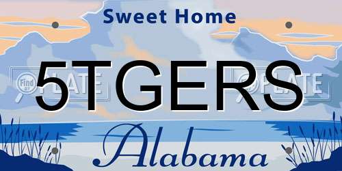 5TGERS Alabama License Plate