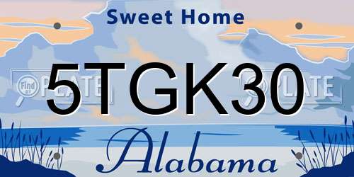 5TGK30 Alabama License Plate
