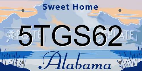 5TGS62 Alabama License Plate