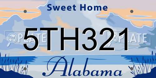 5TH321 Alabama License Plate