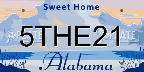 5THE21 Alabama License Plate