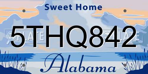 5THQ842 Alabama License Plate