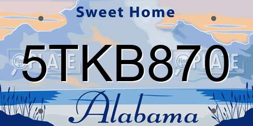 5TKB870 Alabama License Plate
