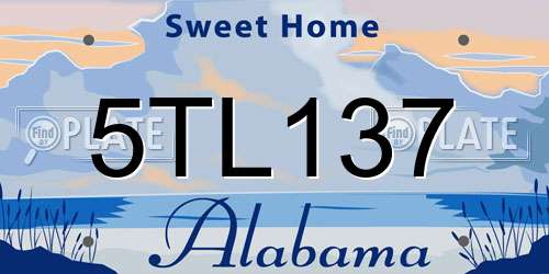 5TL137 Alabama License Plate