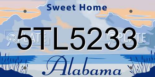 5TL5233 Alabama License Plate