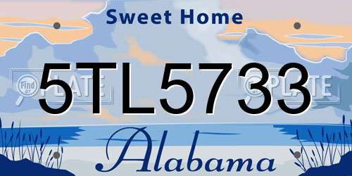 5TL5733 Alabama License Plate