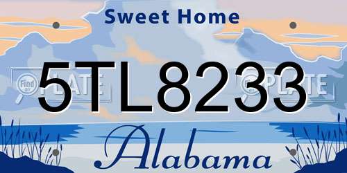 5TL8233 Alabama License Plate