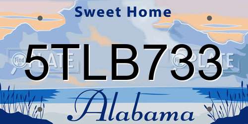 5TLB733 Alabama License Plate