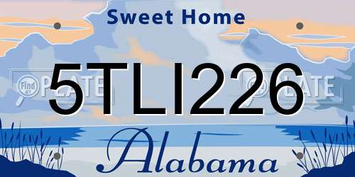 5TLI226 Alabama License Plate