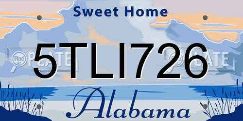 5TLI726 Alabama License Plate