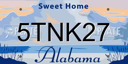5TNK27 Alabama License Plate