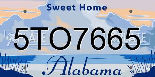 5TO7665 Alabama License Plate