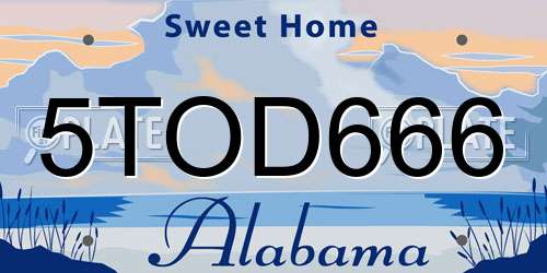 5TOD666 Alabama License Plate