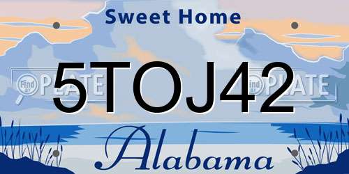 5TOJ42 Alabama License Plate
