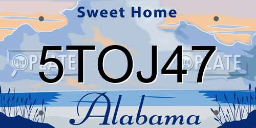 5TOJ47 Alabama License Plate